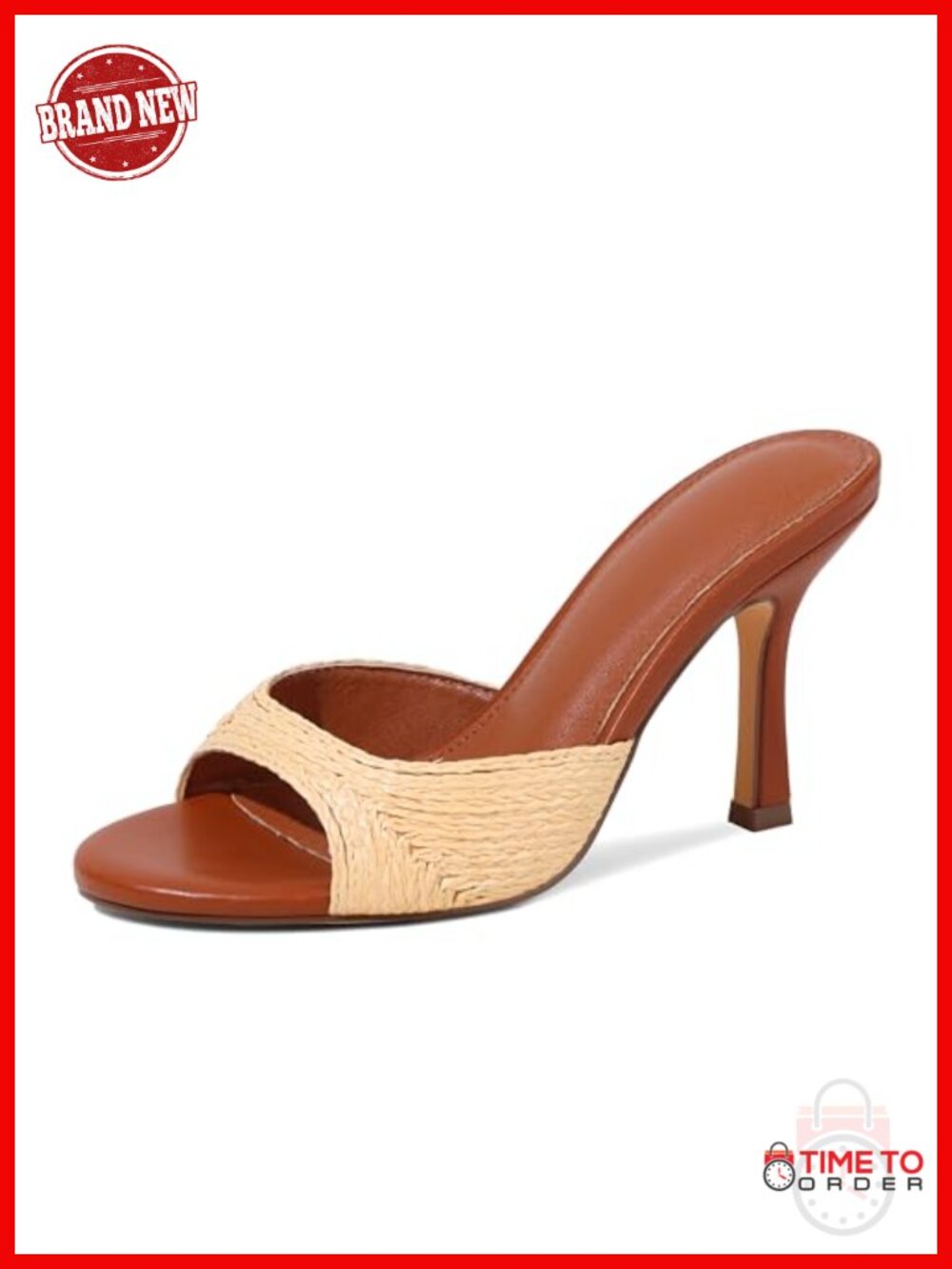 Open Toe Slip On Stiletto Heeled Sandals Braided Raffia Mules